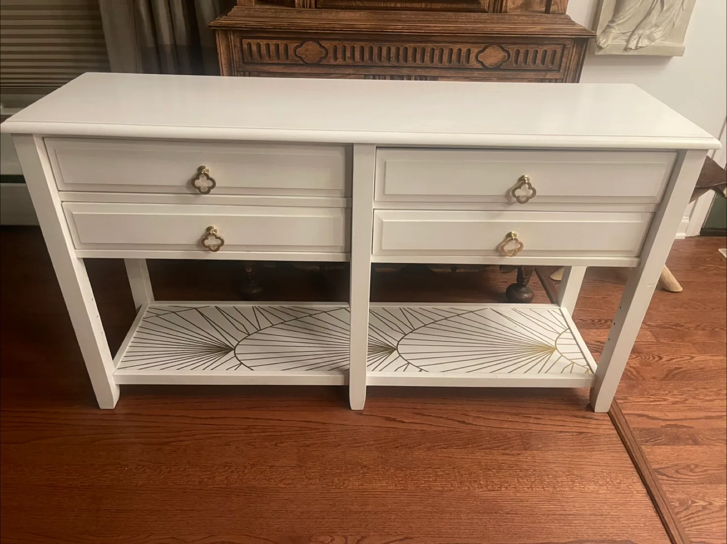 White Console Table with Gold Accents image indicator(4)