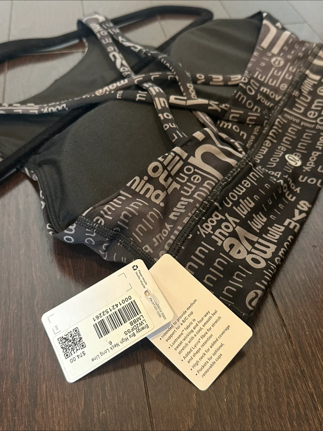 New with Tags Lululemon Energy Bra High Neck Long Line Size 6 image indicator(8)