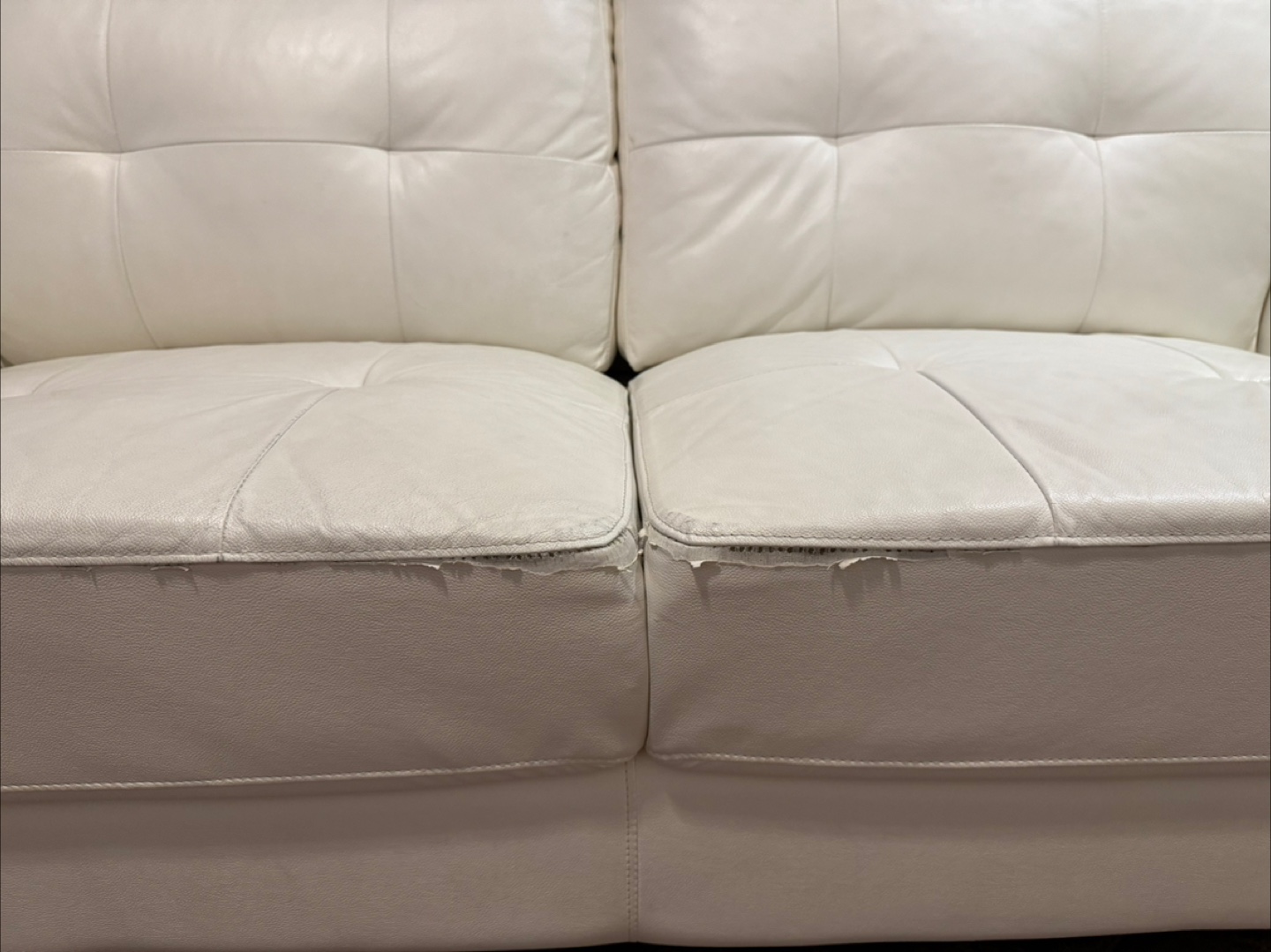 White Leather 3-Seater Sofa - photo 4
