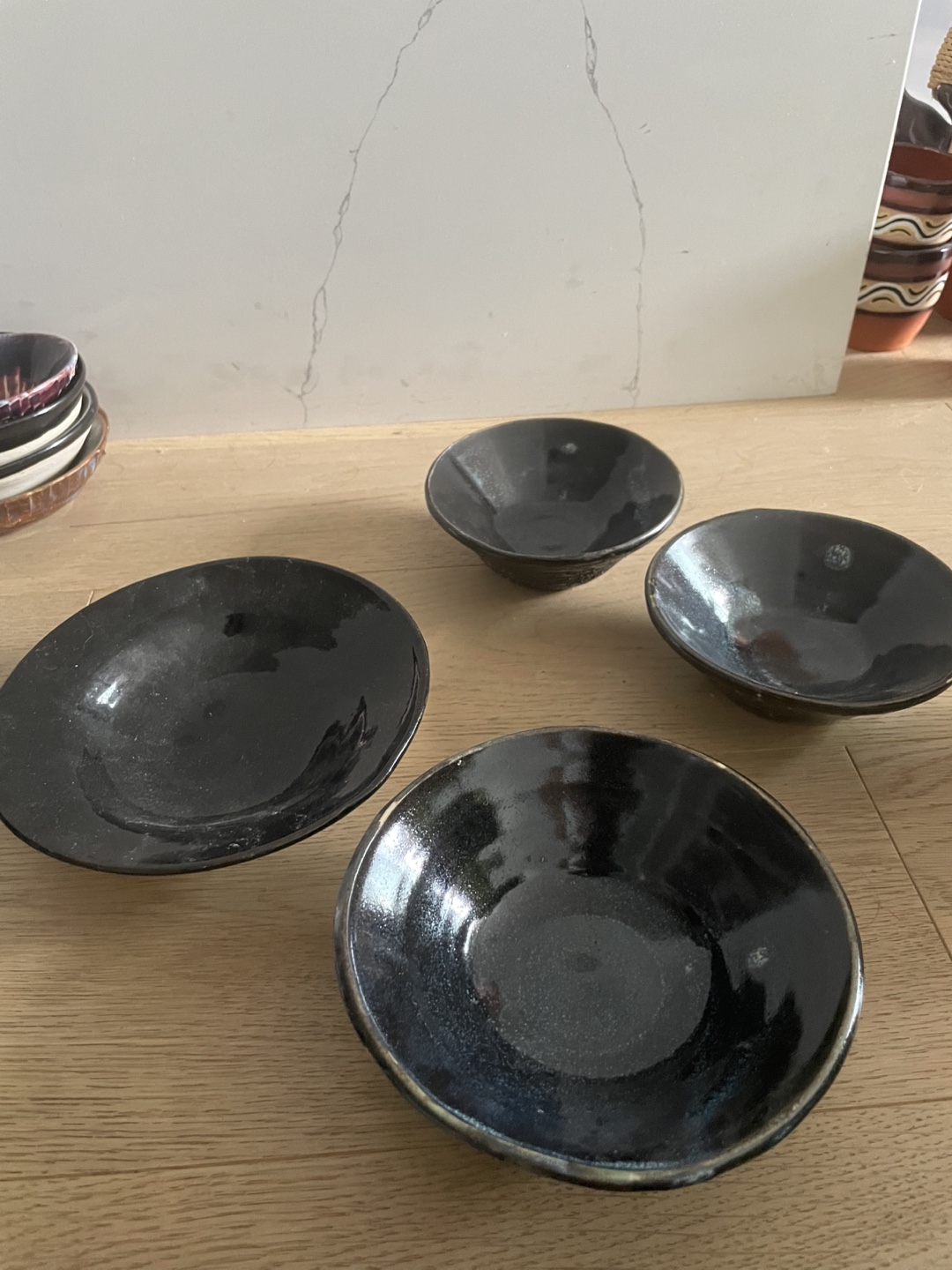 Set of 4 Black Ceramic Bowls