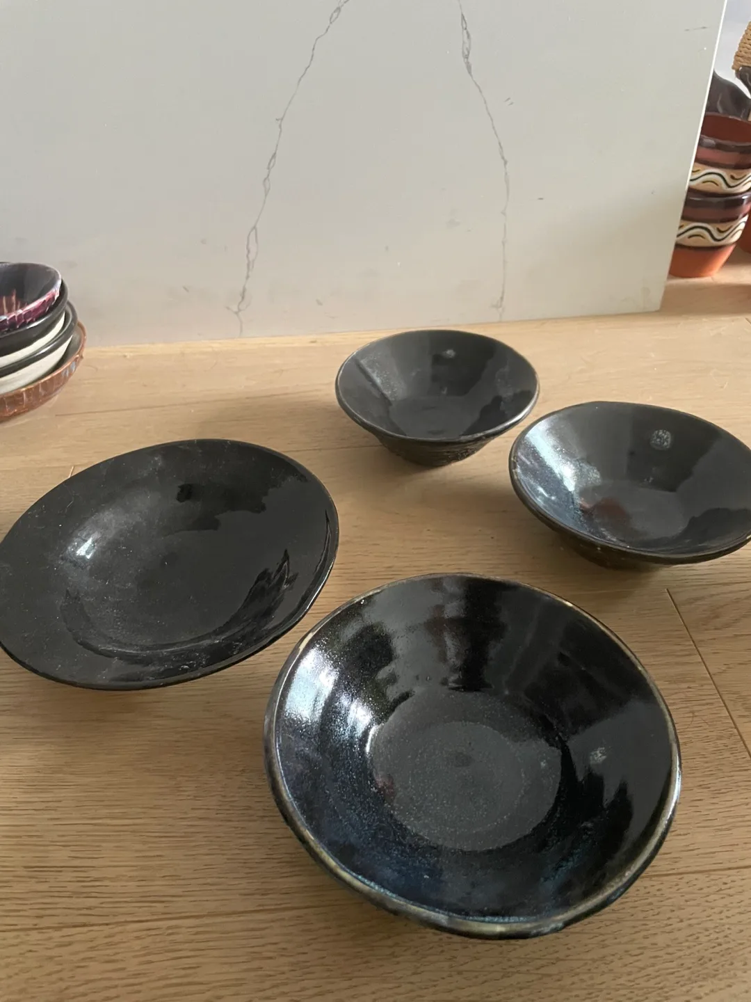 Set of 4 Black Ceramic Bowls thumbnail