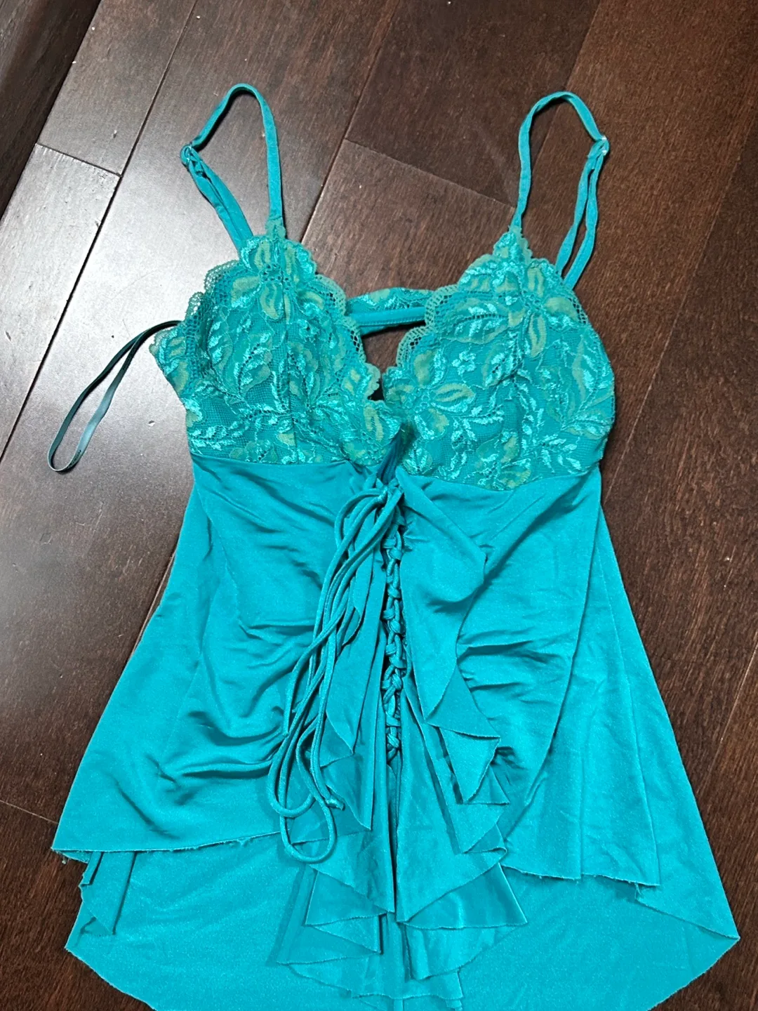 Y2K Going out Marciano Teal Lingerie Top thumbnail