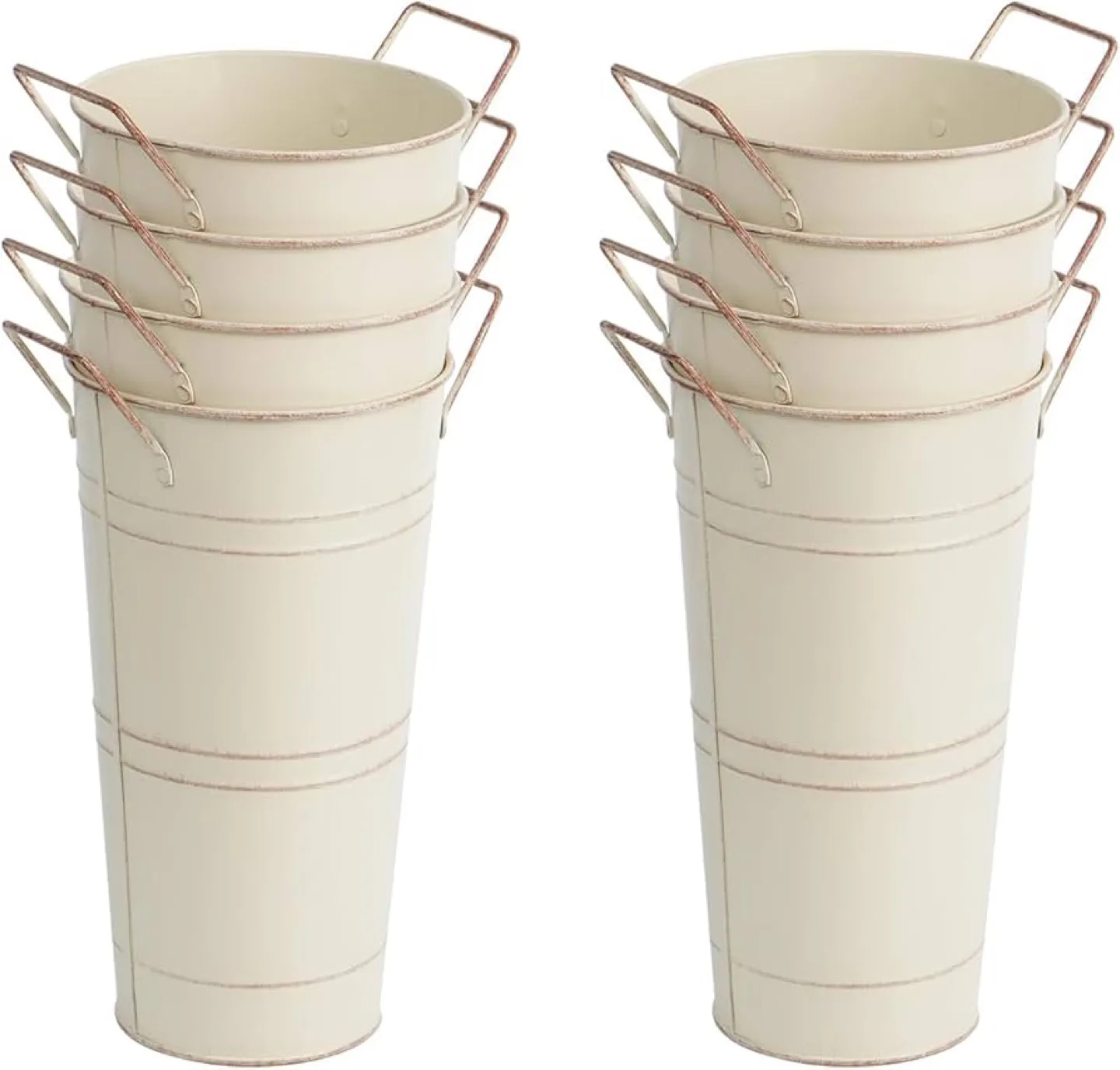 12 Inch Large Galvanized Metal Flower Bucket Vase 8pcs thumbnail
