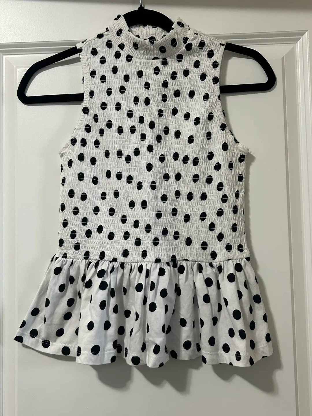 Suzy Shier  sleeveless polkadot peplum top size XS thumbnail