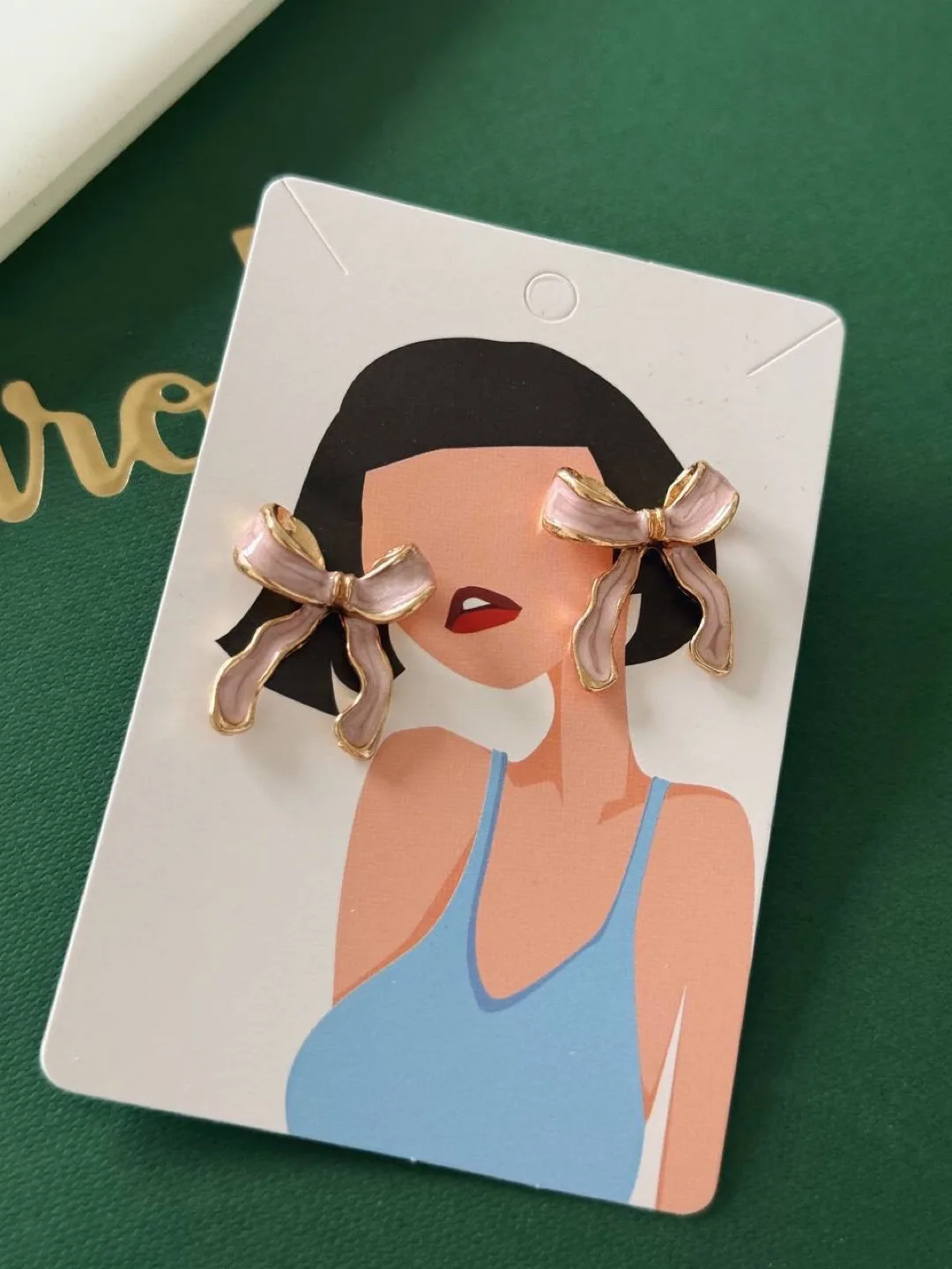 Chic pink bow stud earrings thumbnail