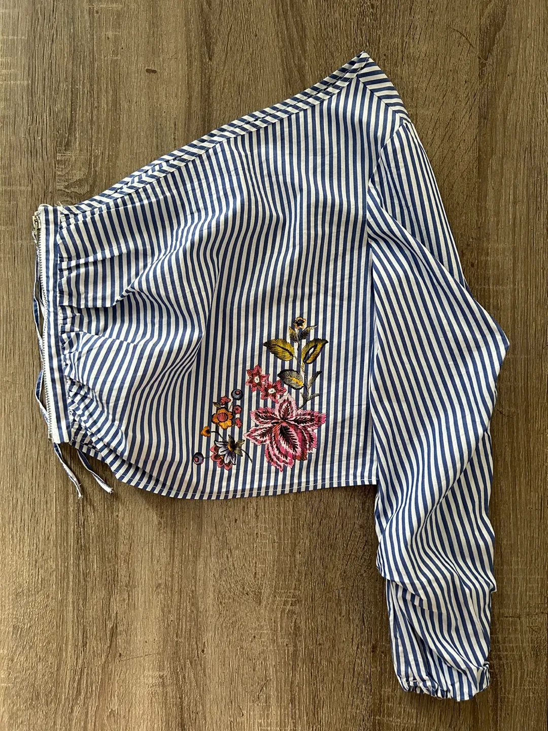 Stradivarius Striped Asymmetrical Top - Size S (Used once) thumbnail