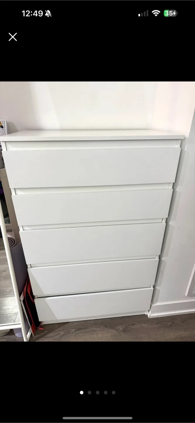 IKEA Malm 5-Drawer Dresser - White thumbnail