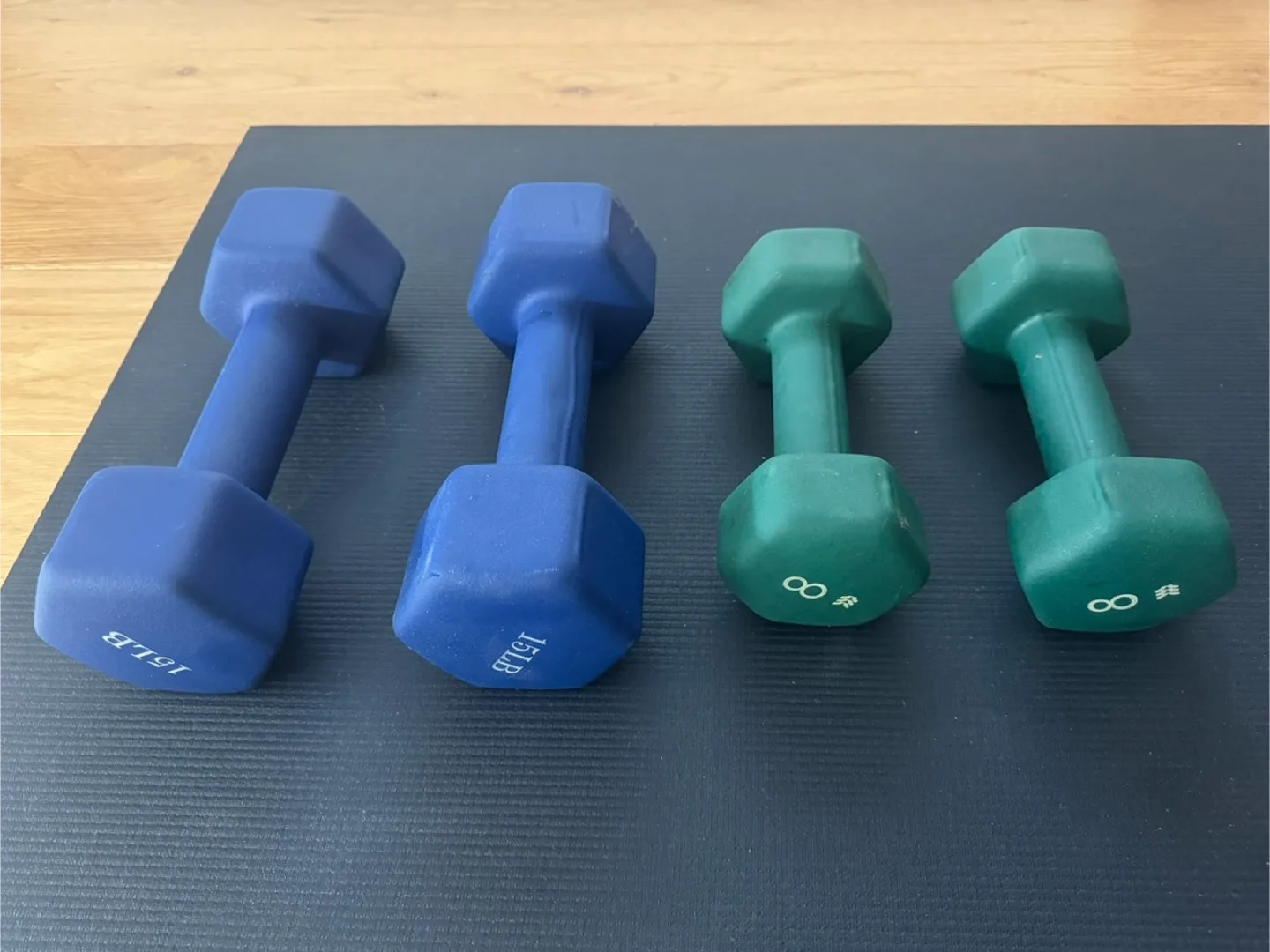 2 x 15Pounds Dark Blue Dumbbells image indicator(4)