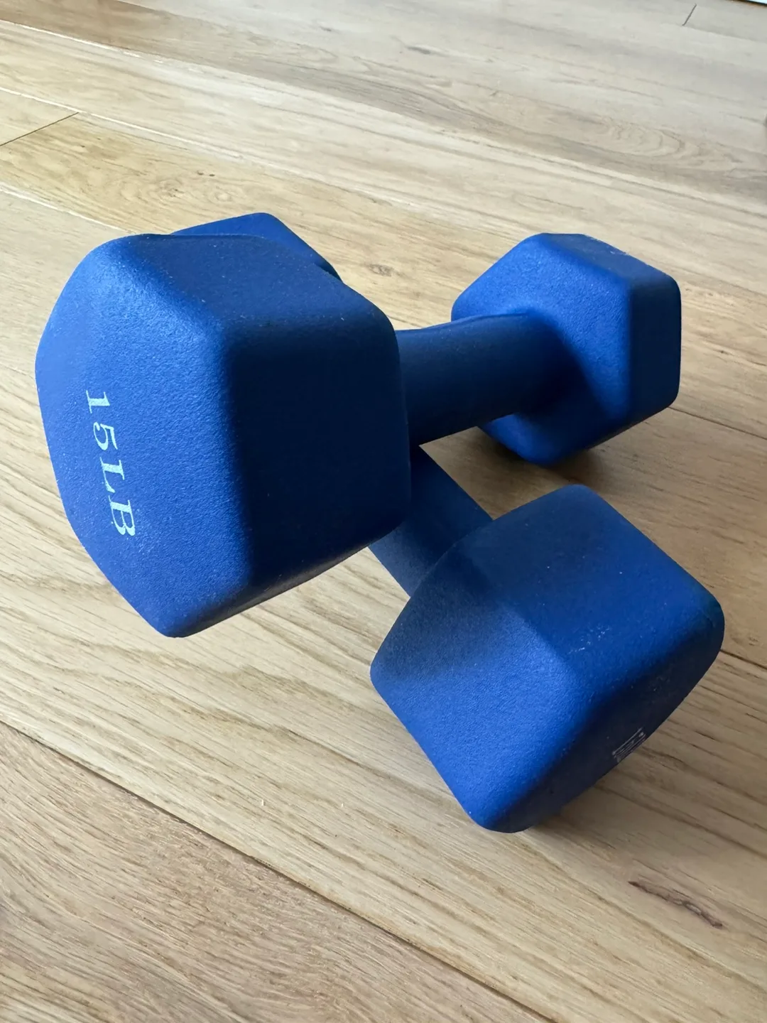 2 x 15Pounds Dark Blue Dumbbells image indicator(2)