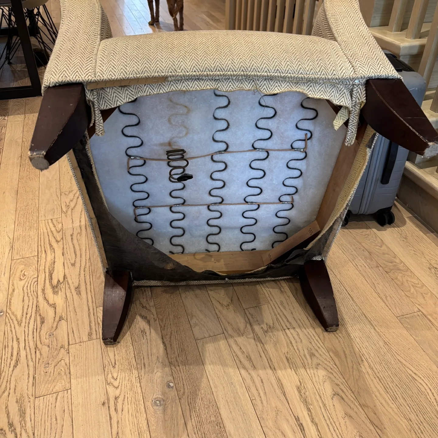 Set of 2 solid and comfy Canadian Made armchairs in need of TLC image indicator(6)