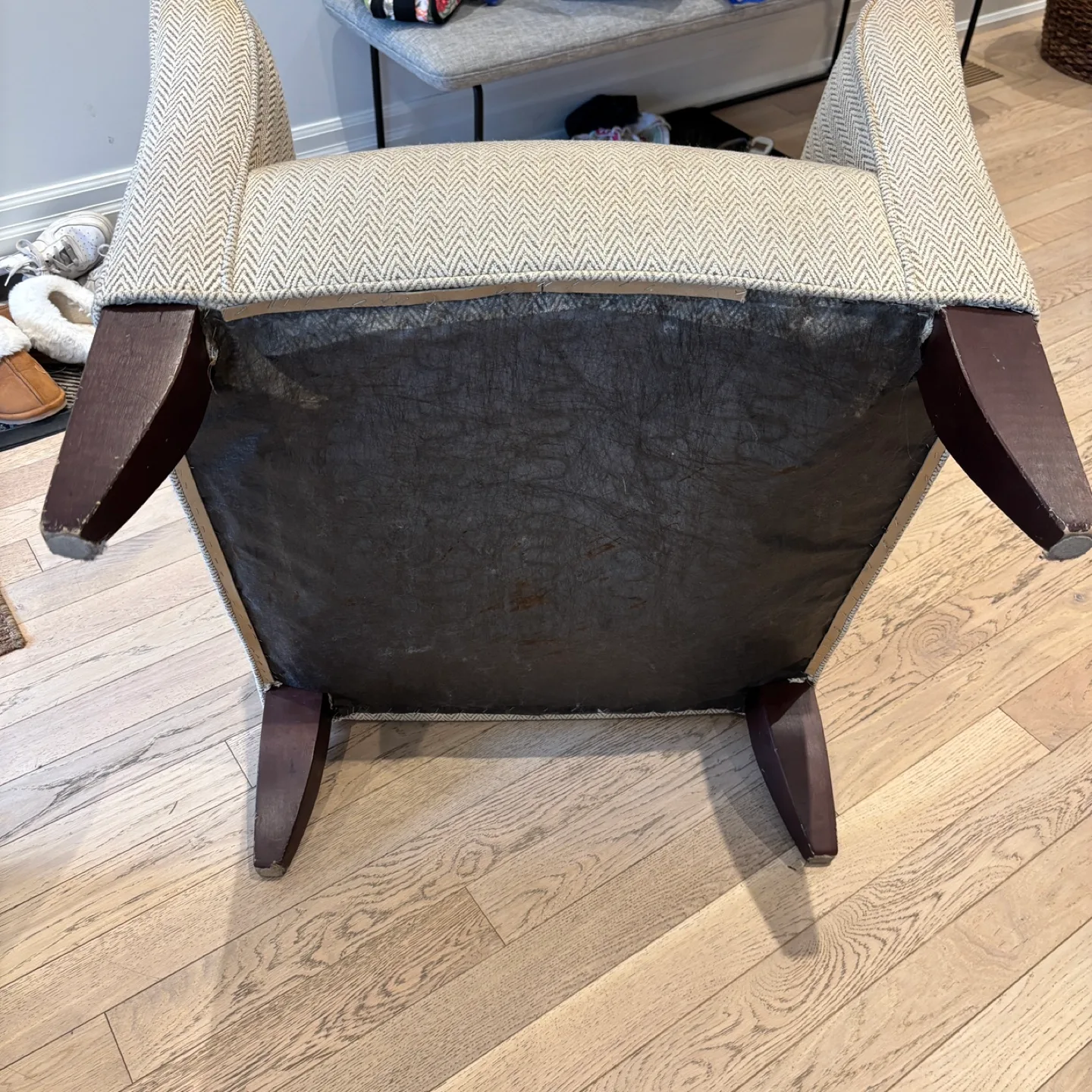 Set of 2 solid and comfy Canadian Made armchairs in need of TLC image indicator(9)