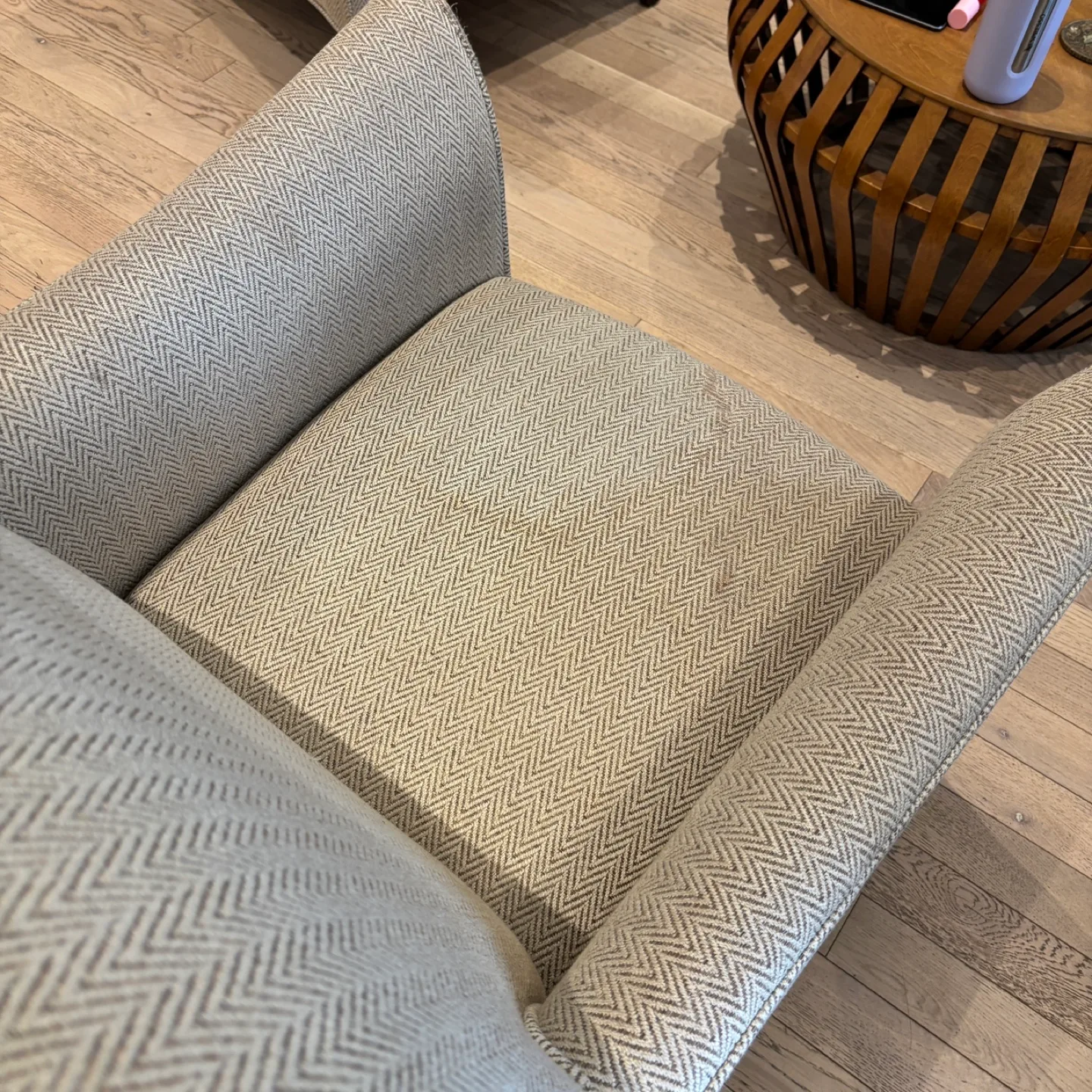 Set of 2 solid and comfy Canadian Made armchairs in need of TLC image indicator(10)