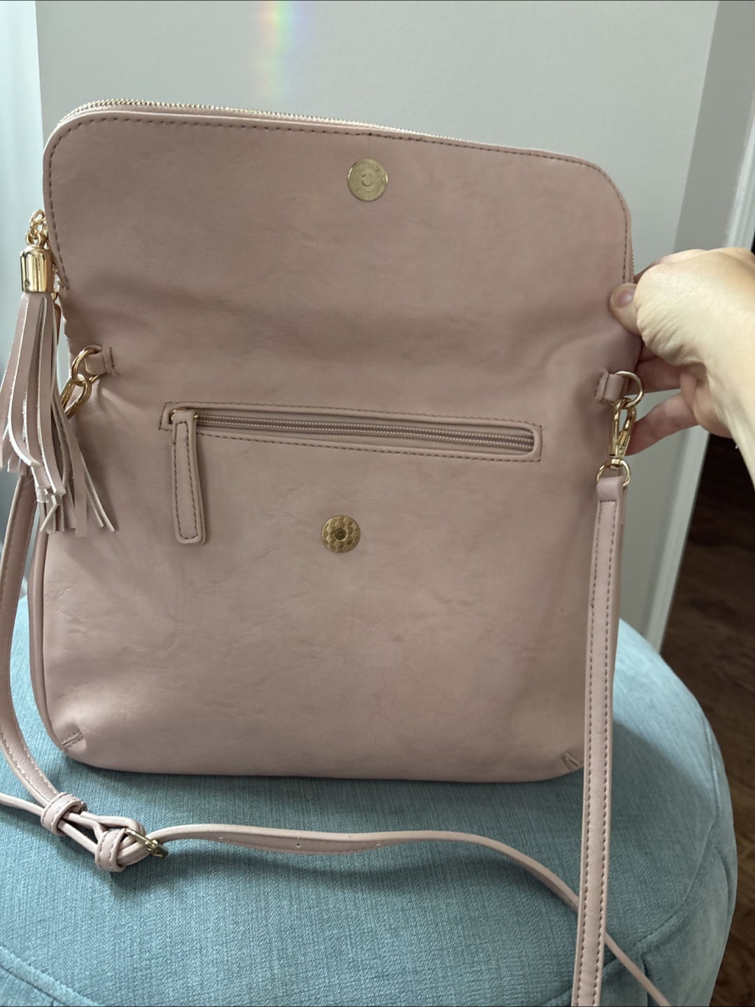 Light Pink Crossbody Bag with Tassel - photo 2
