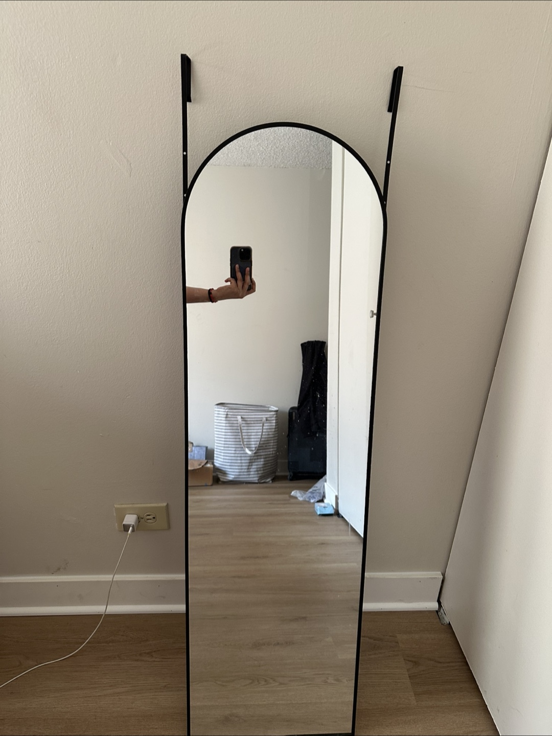 Black Over-the-Door Arched Mirror