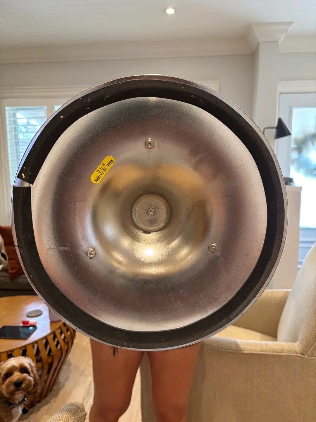 Set of 2 mirror top end tables EUC, 18” diameter, 26” high image indicator(5)