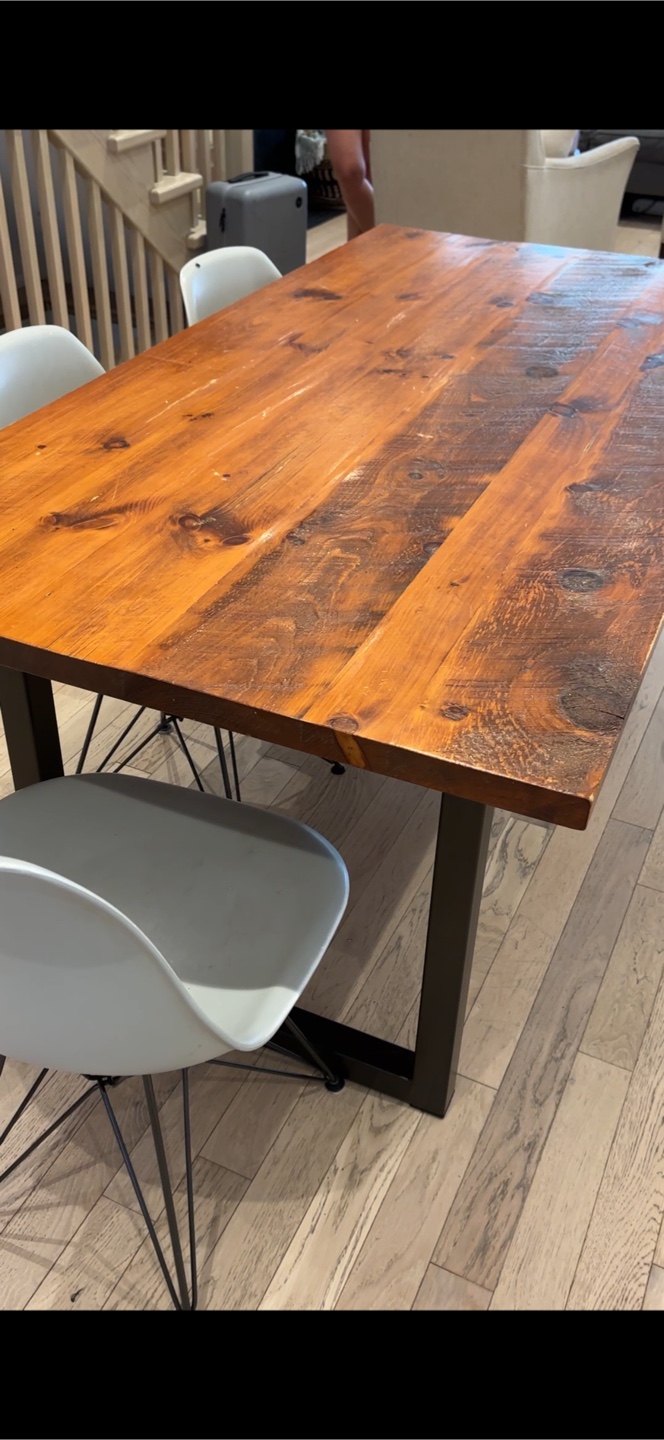 Gorgeous Design Republic Quarter Sawn Pine Table, iron base - photo 5