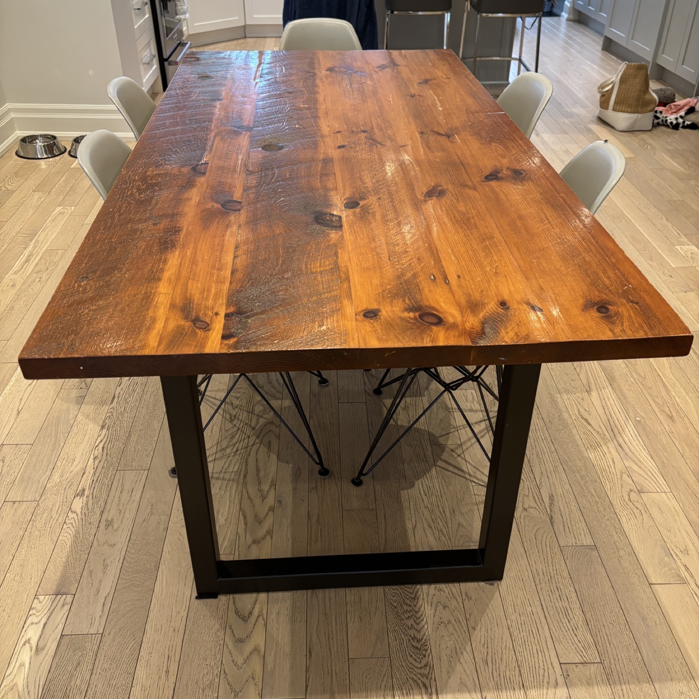 Gorgeous Design Republic Quarter Sawn Pine Table, iron base