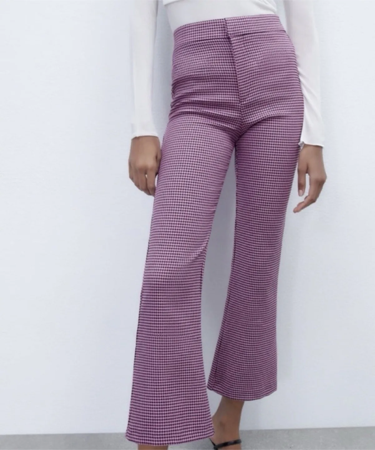 Zara new violet houndstooth trousers size XS thumbnail