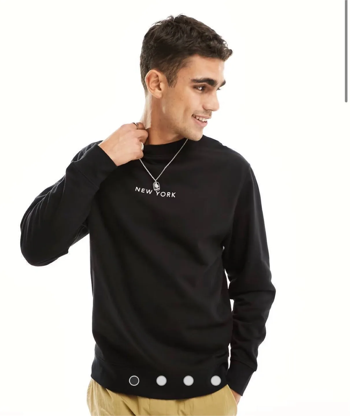 River Island New York crew neck sweatshirt in black, size M thumbnail