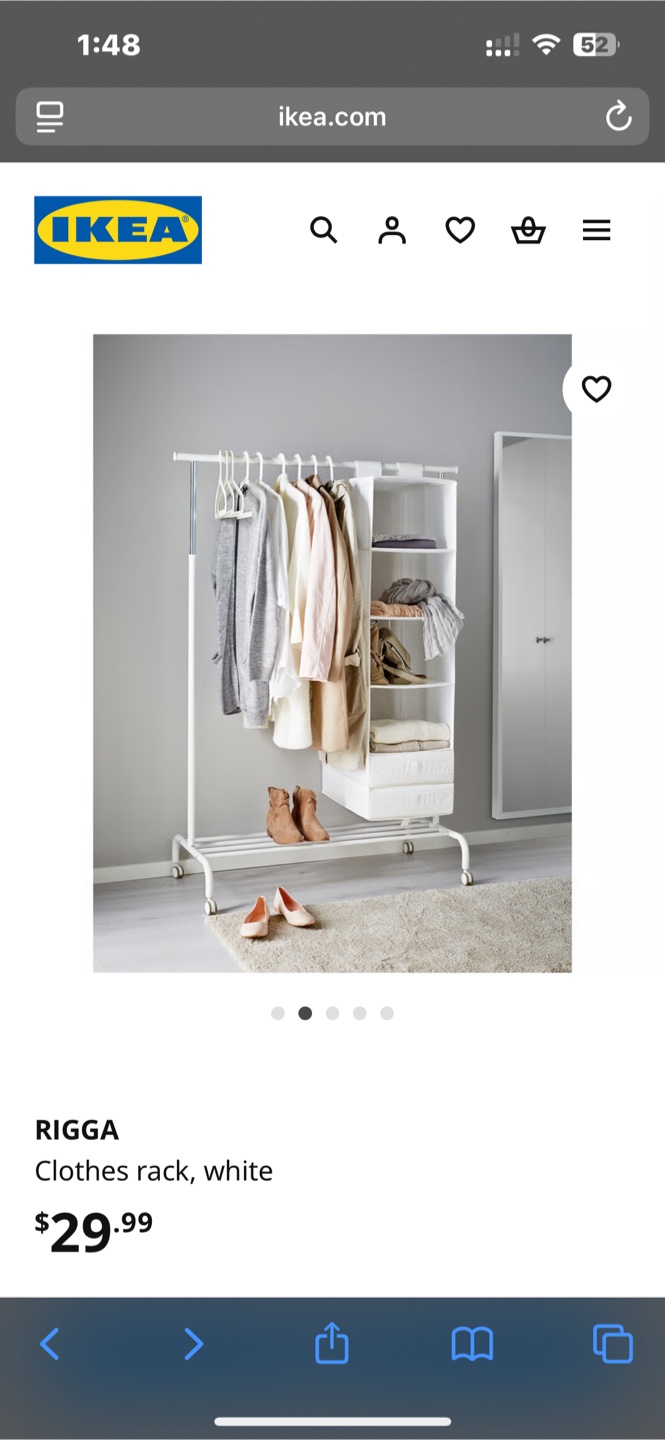 [$15 for 2] IKEA RIGGA Clothes Rack - White