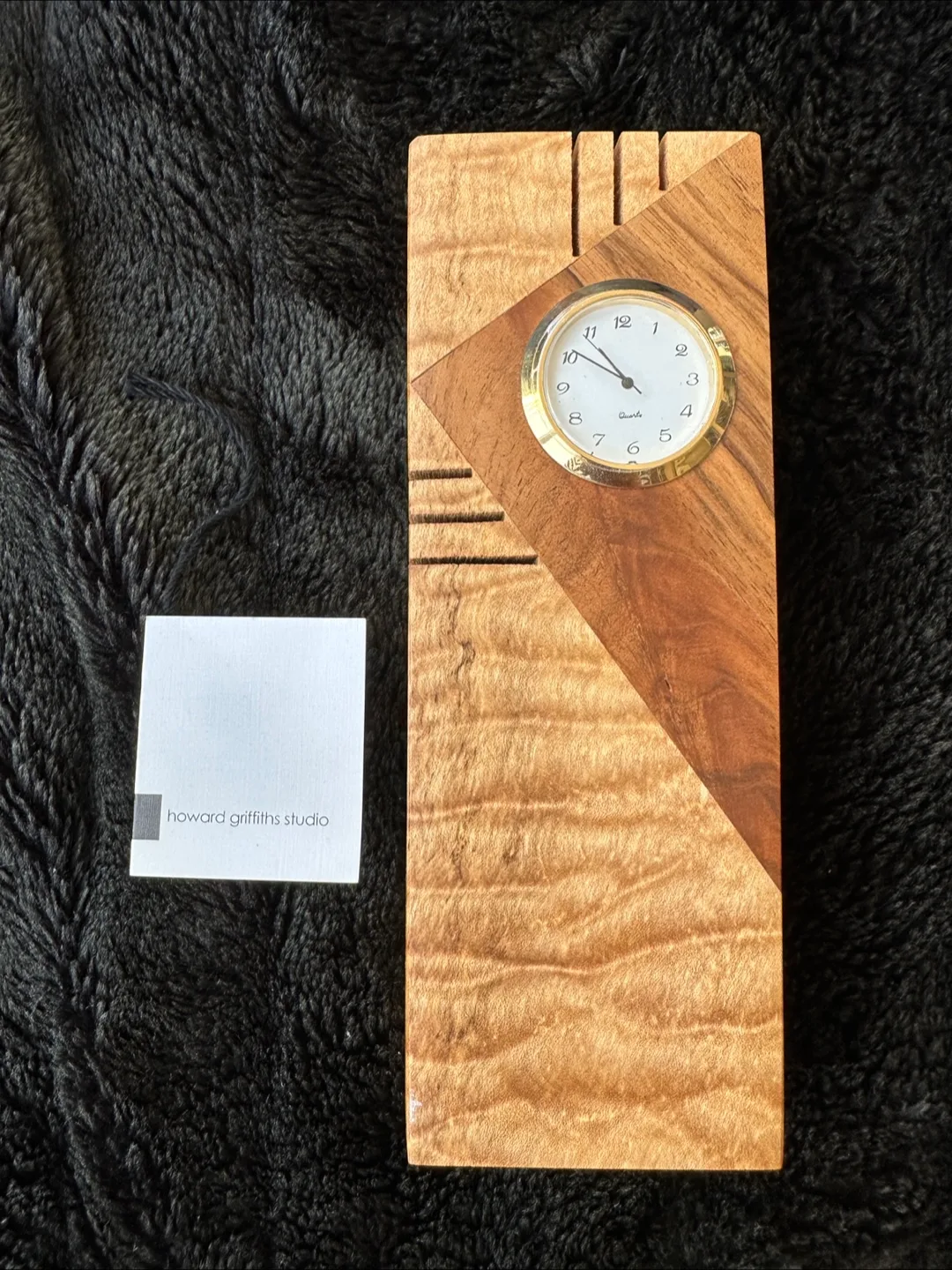 New Howard Griffiths - Tower Desk Clock Maple + Walnut