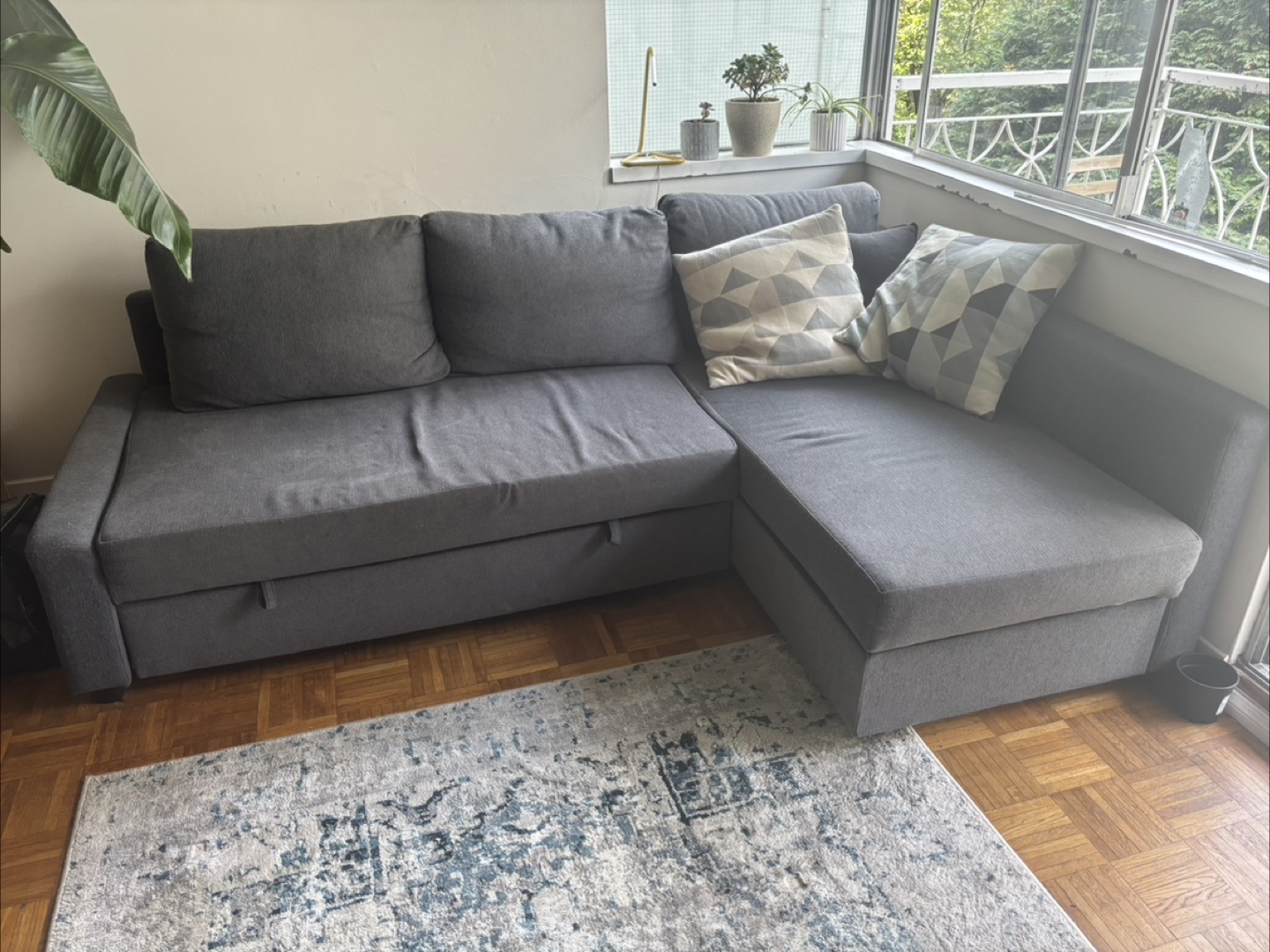 Grey Sectional Sofa with Pull-Out Bed