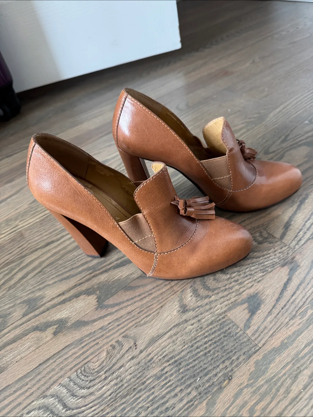 Nine West Brown Leather Heeled Loafers - 6 thumbnail