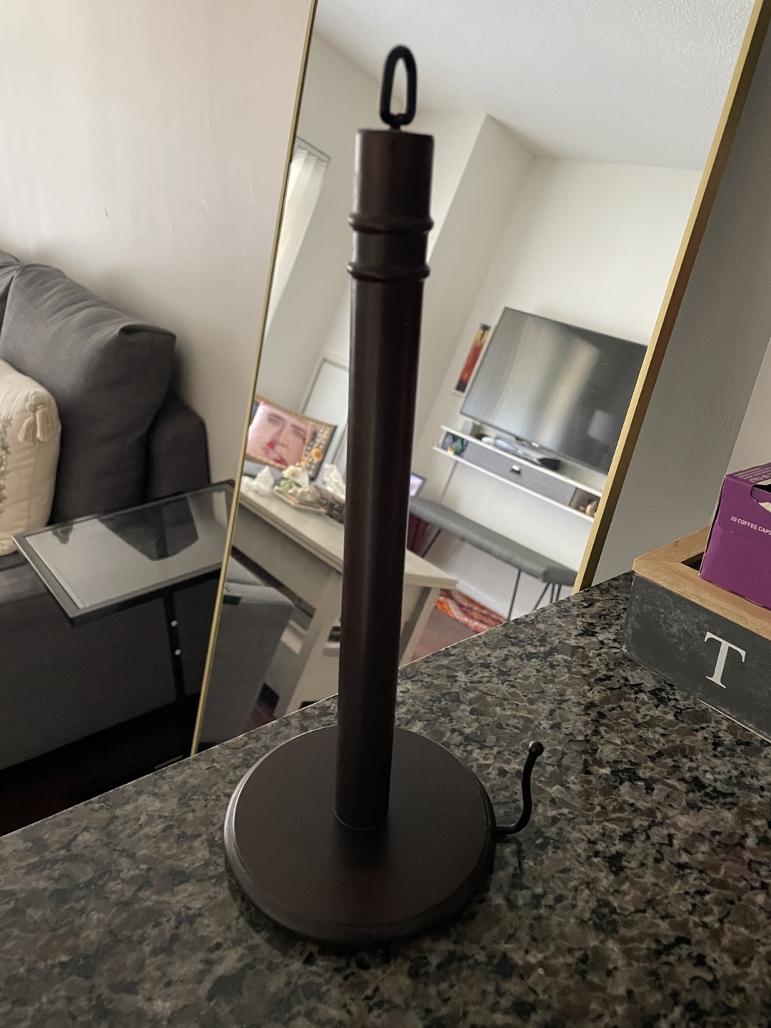 Wooden Paper Towel Holder - Brown - photo 2