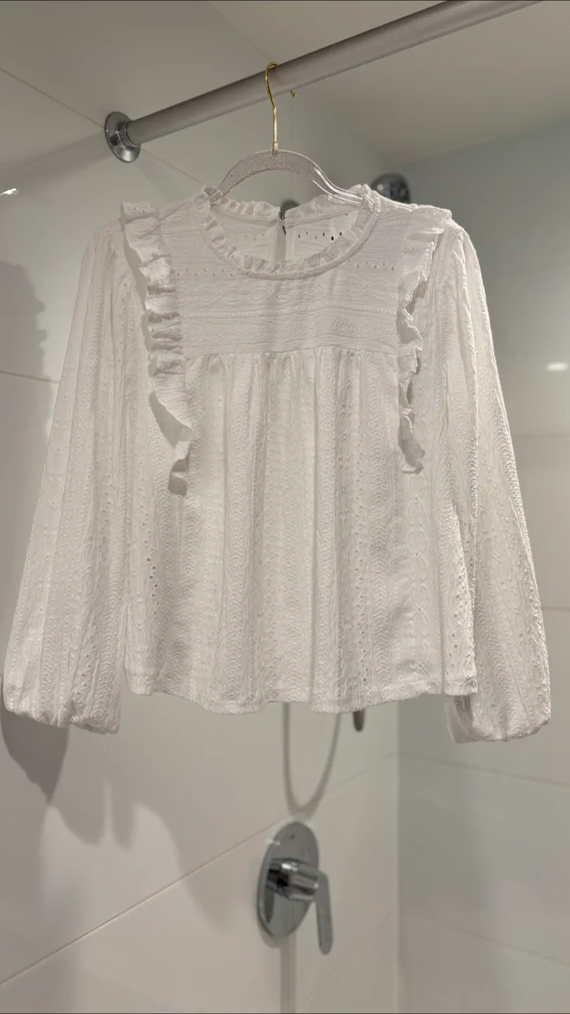 2 blouses, black grid & white ruffle 👚 image indicator(3)