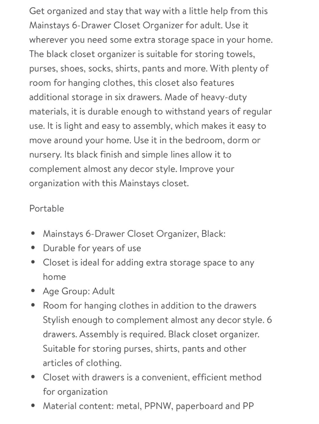Mainstays 6-Drawer Closet Organizer - photo 4