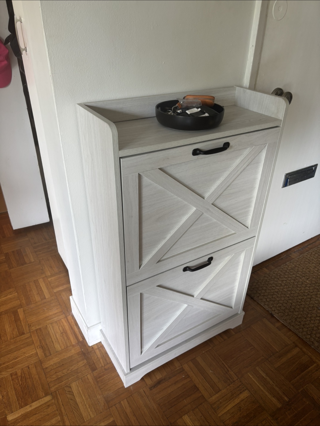 Whitewashed Shoe Cabinet
