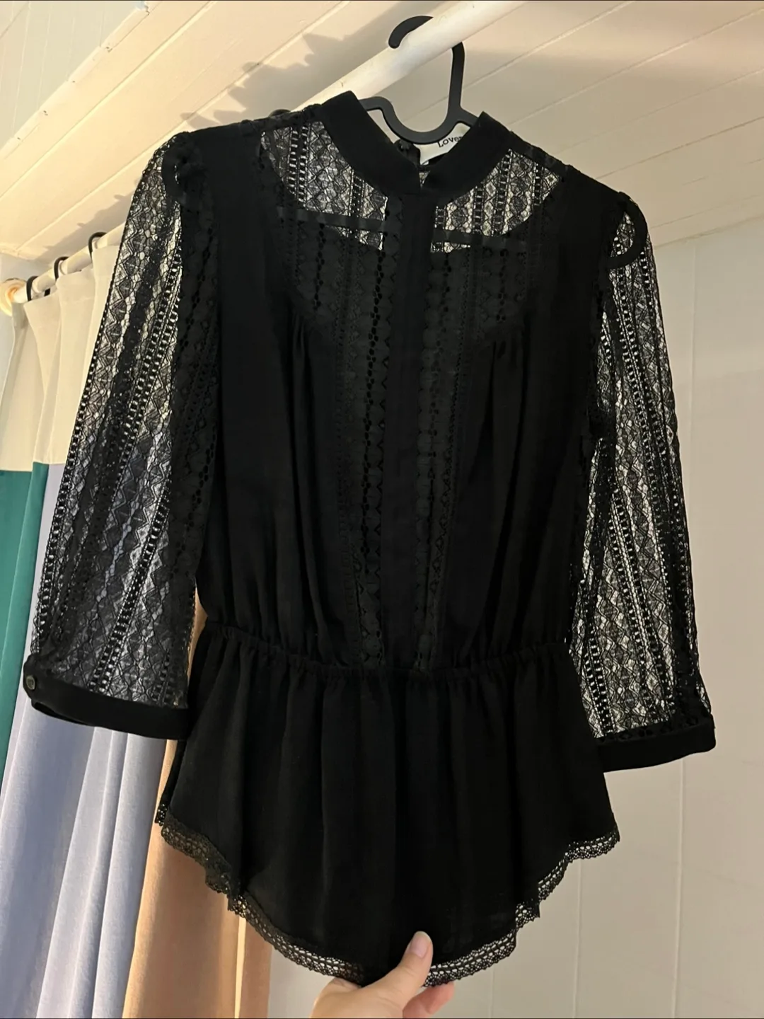 Lover Black Lace Blouse Women’s 2 (fits 4-6) thumbnail