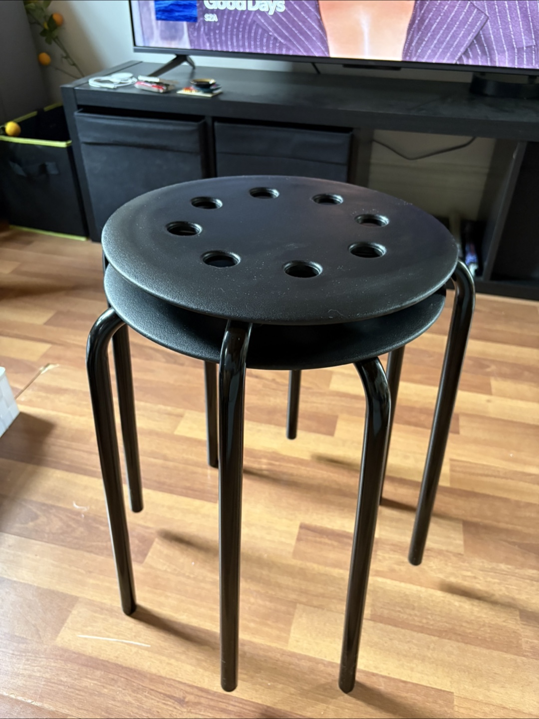 Ikea Marius Stools - Black (Set of 2)