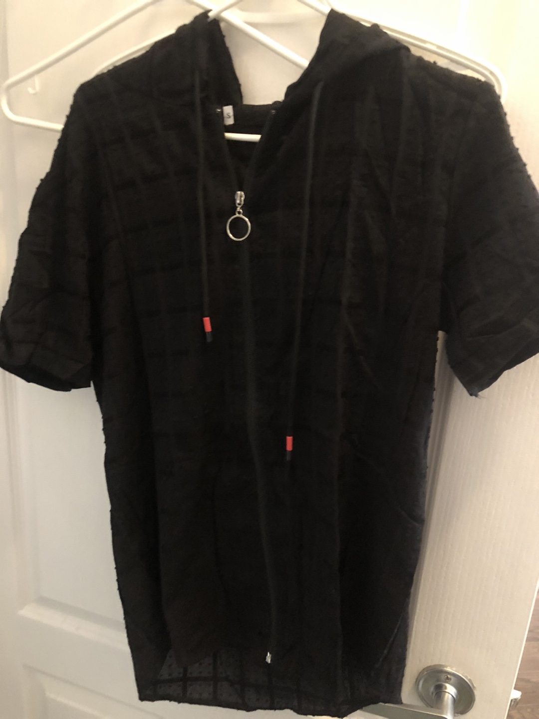 Black Short Sleeve Hoodie - Size S