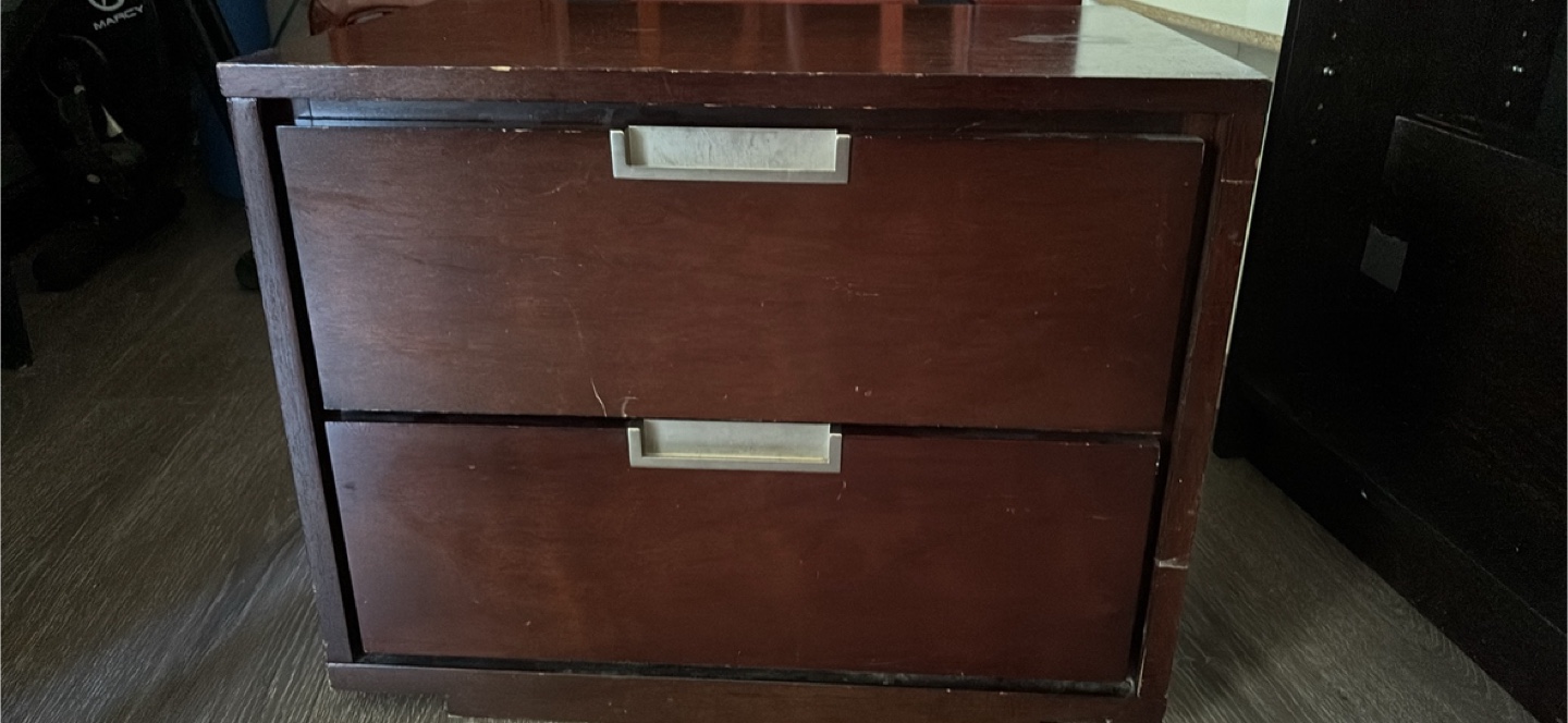 Brown Wood 2-Drawer Nightstand - photo 2