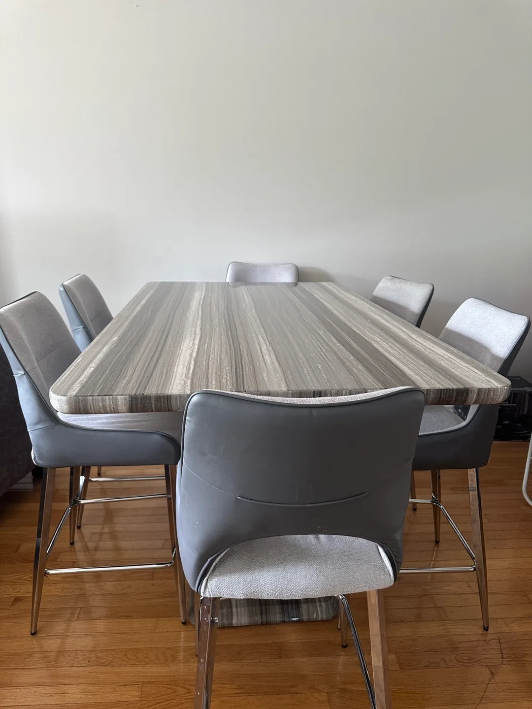 Dining Table with 6 Chairs - Grey thumbnail