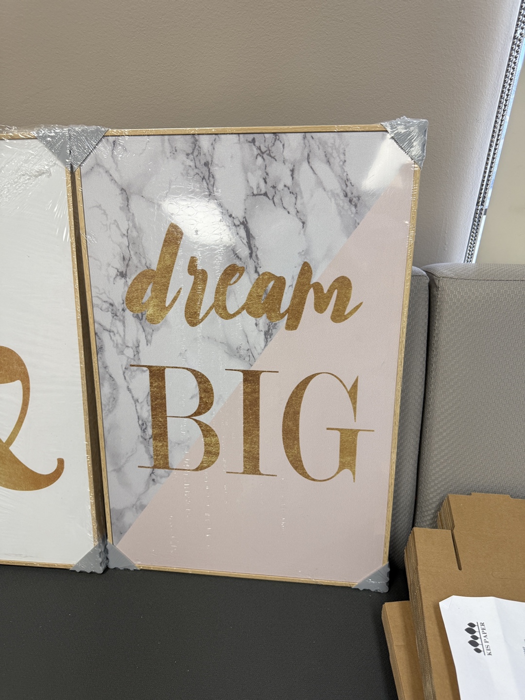 Set of 3 Wall Art Prints - Kitchen, Dream, & More, wooden frame - photo 4