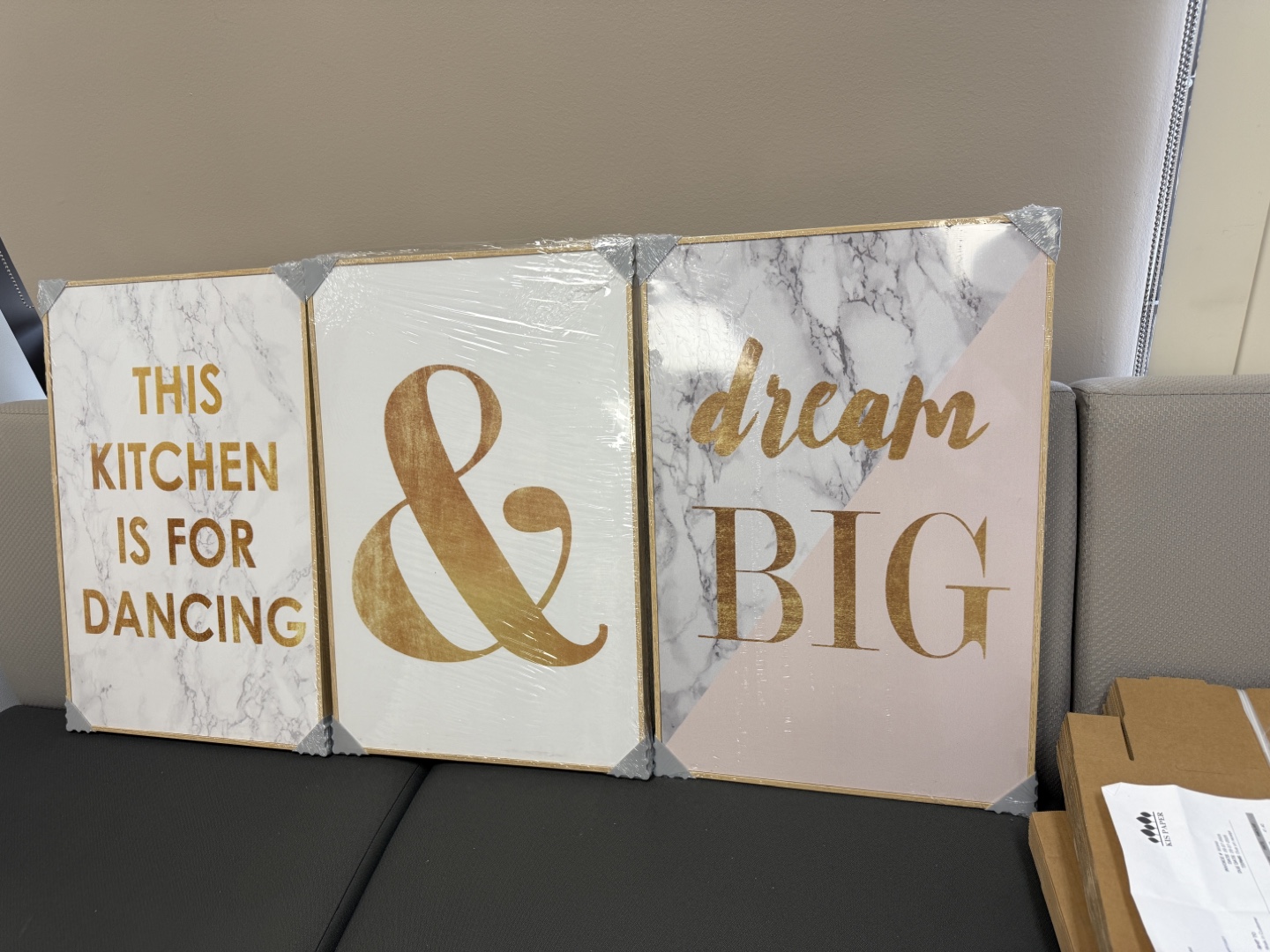Set of 3 Wall Art Prints - Kitchen, Dream, & More, wooden frame