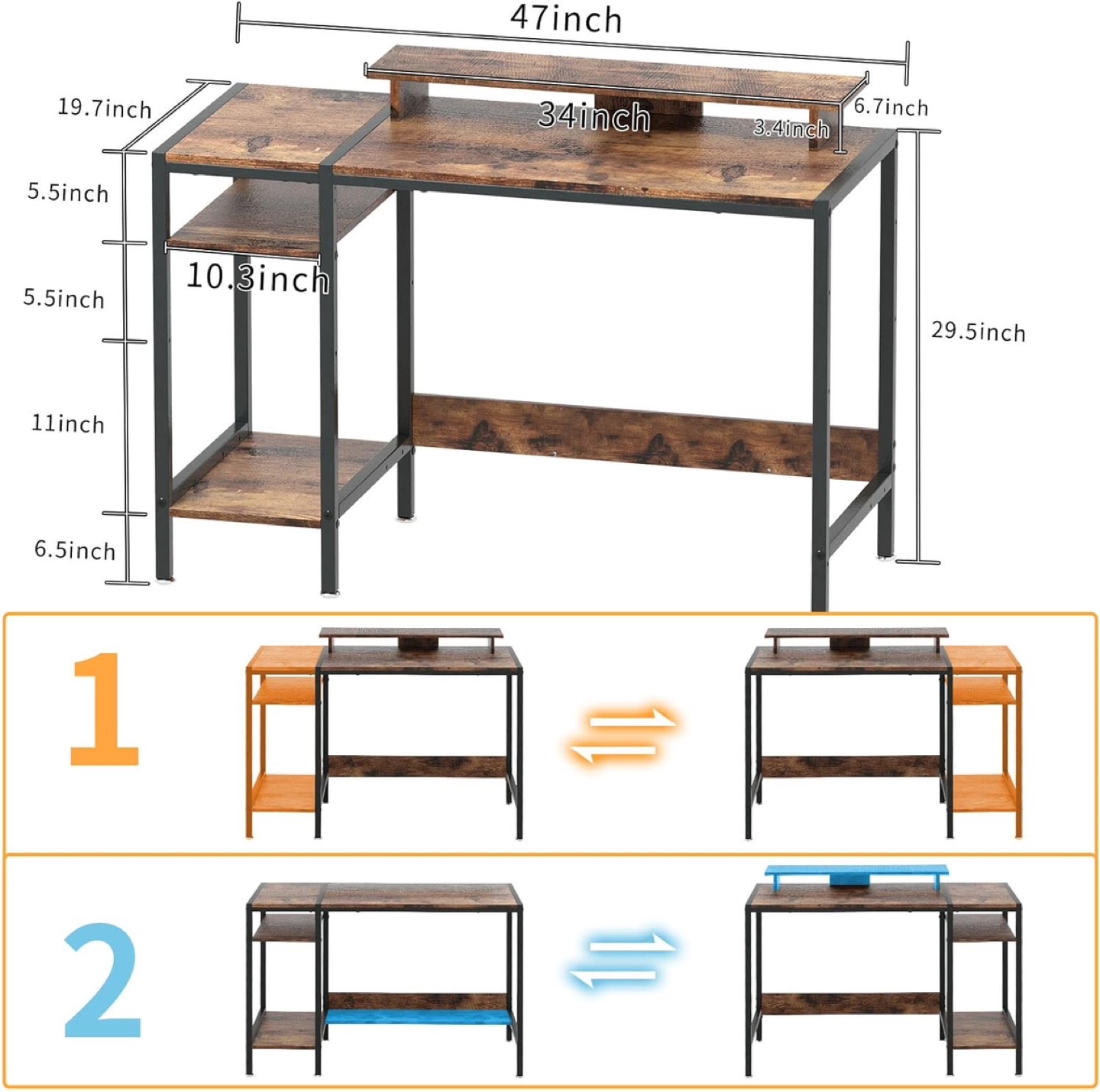 Computer Desk with Shelves - photo 2