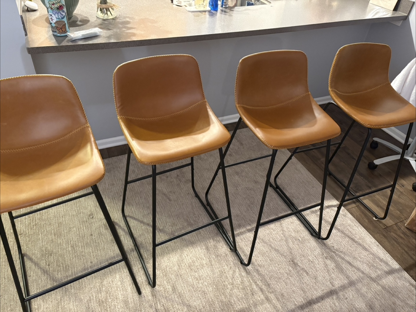 2 Faux Leather Bar Stools