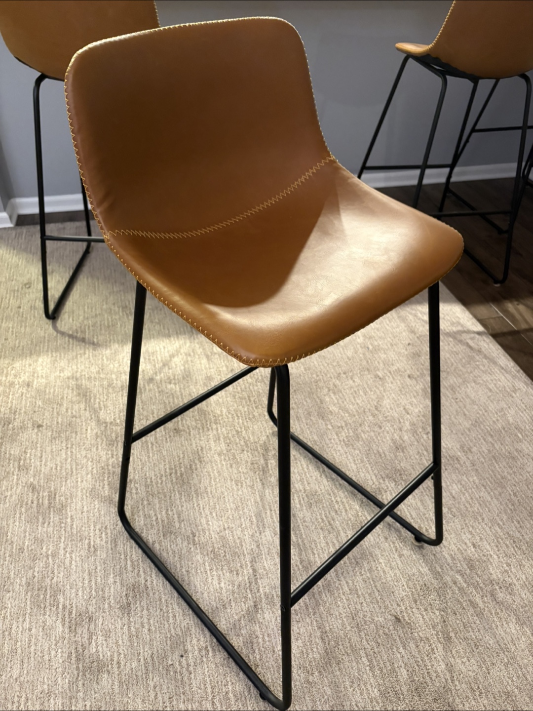 2 Faux Leather Bar Stools - photo 2