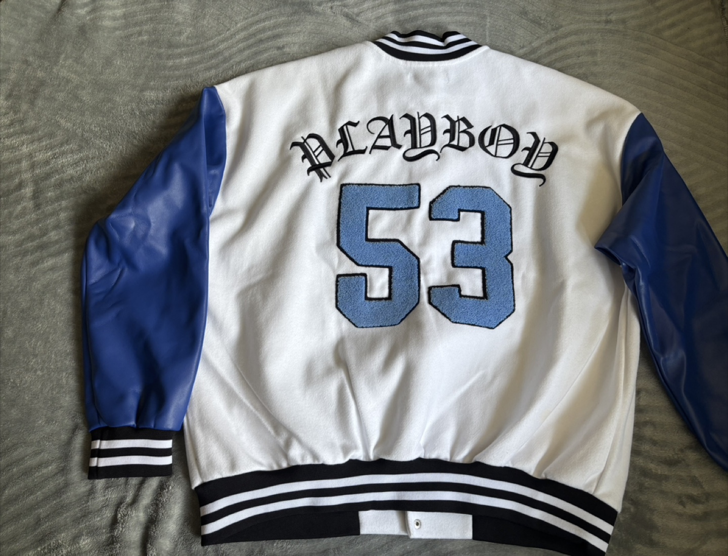 Playboy Varsity Jacket White/Blue - photo 2
