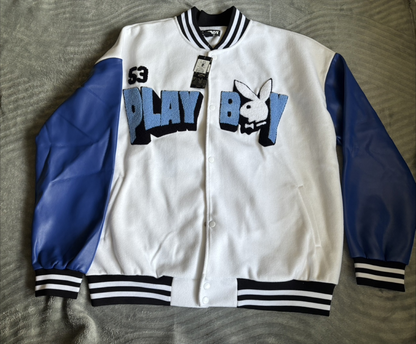 Playboy Varsity Jacket White/Blue