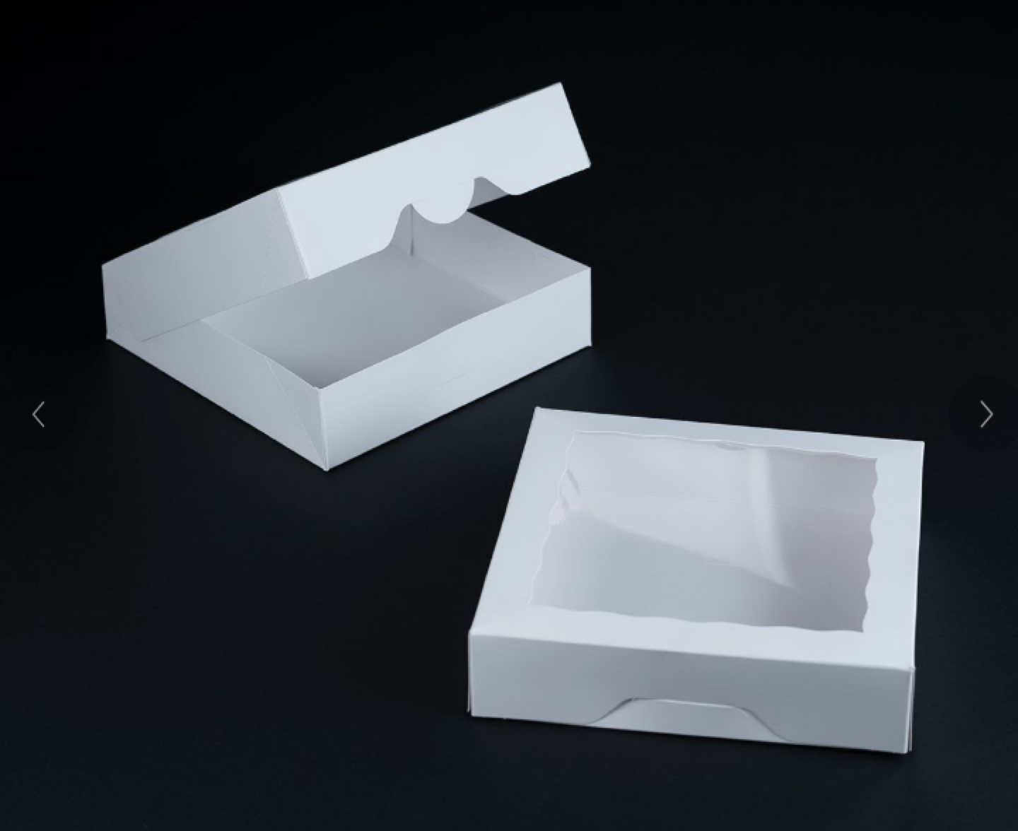 White Pastry/cookie  Box with window  10” x 10 x 2 1/2”