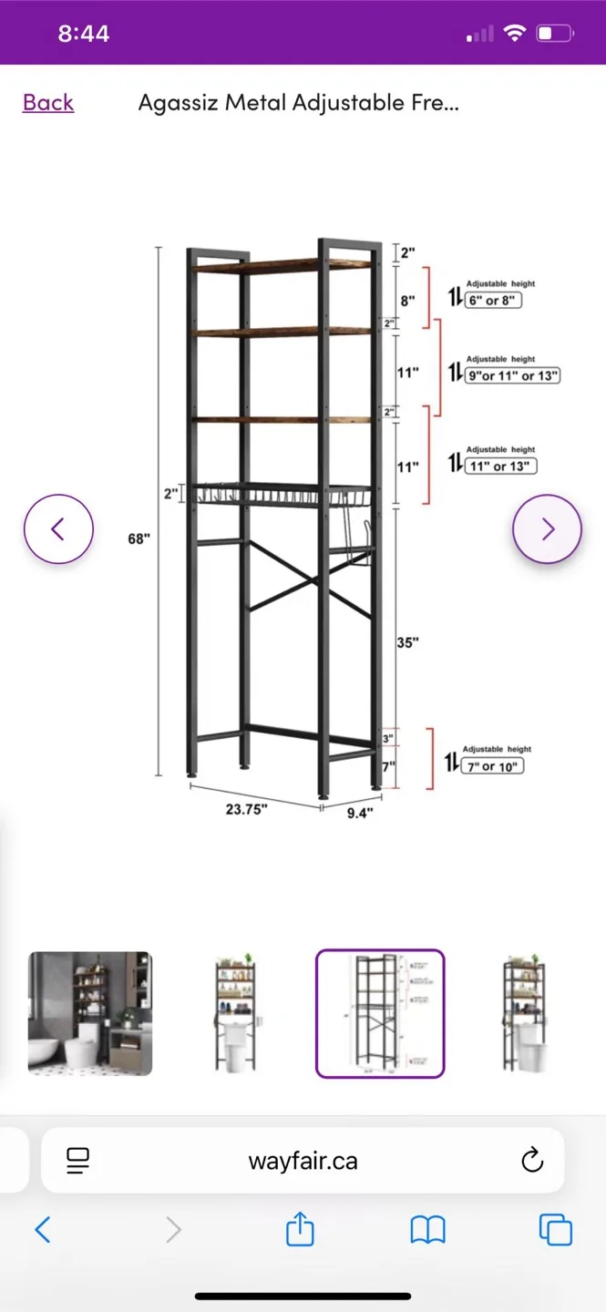 Agassiz Metal Adjustable Freestanding Shelf thumbnail