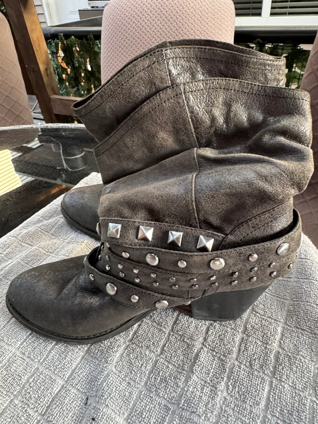 Report Studded Black Leather Boots thumbnail