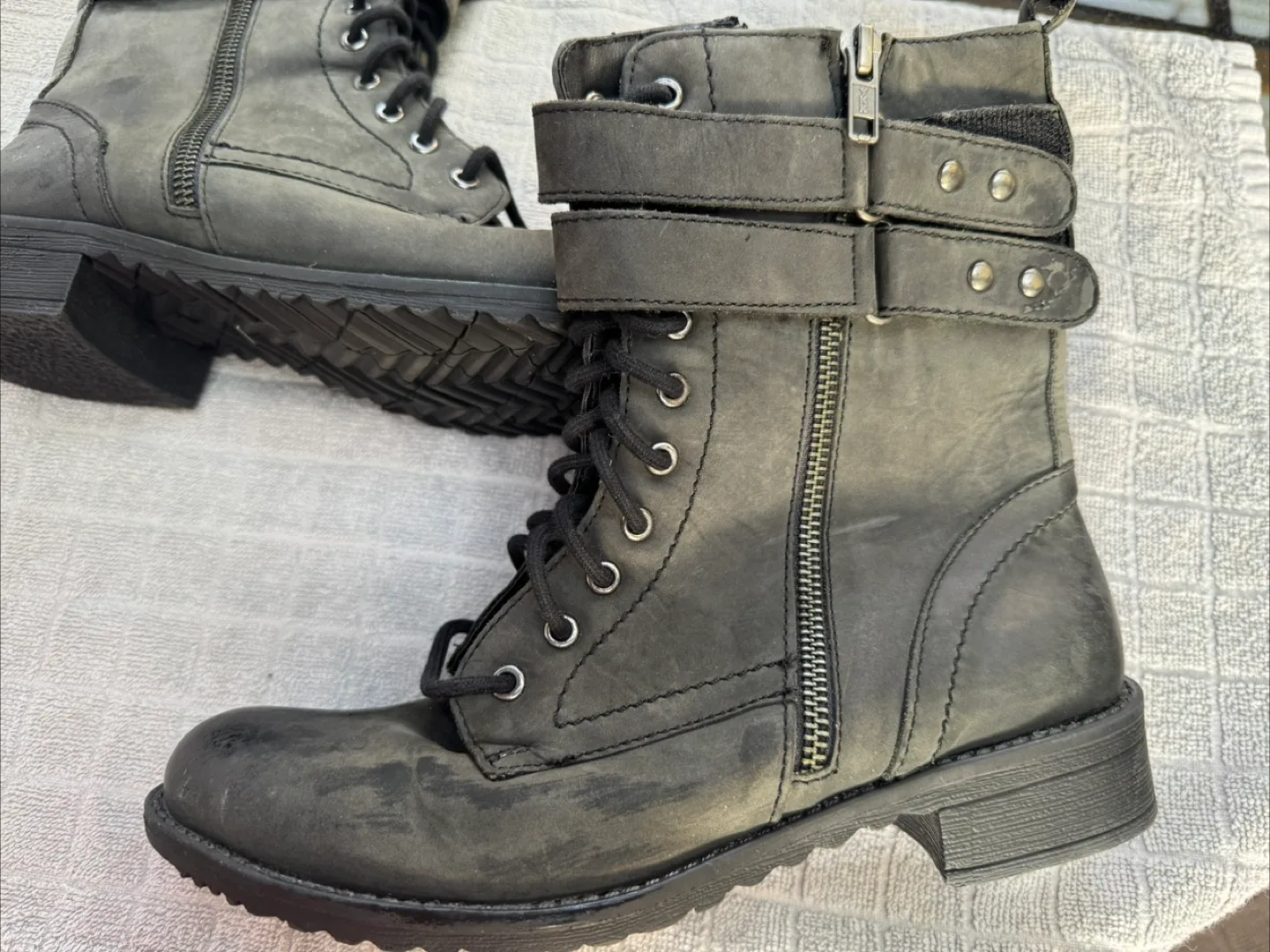 Steve Madden Gray Combat Boots thumbnail
