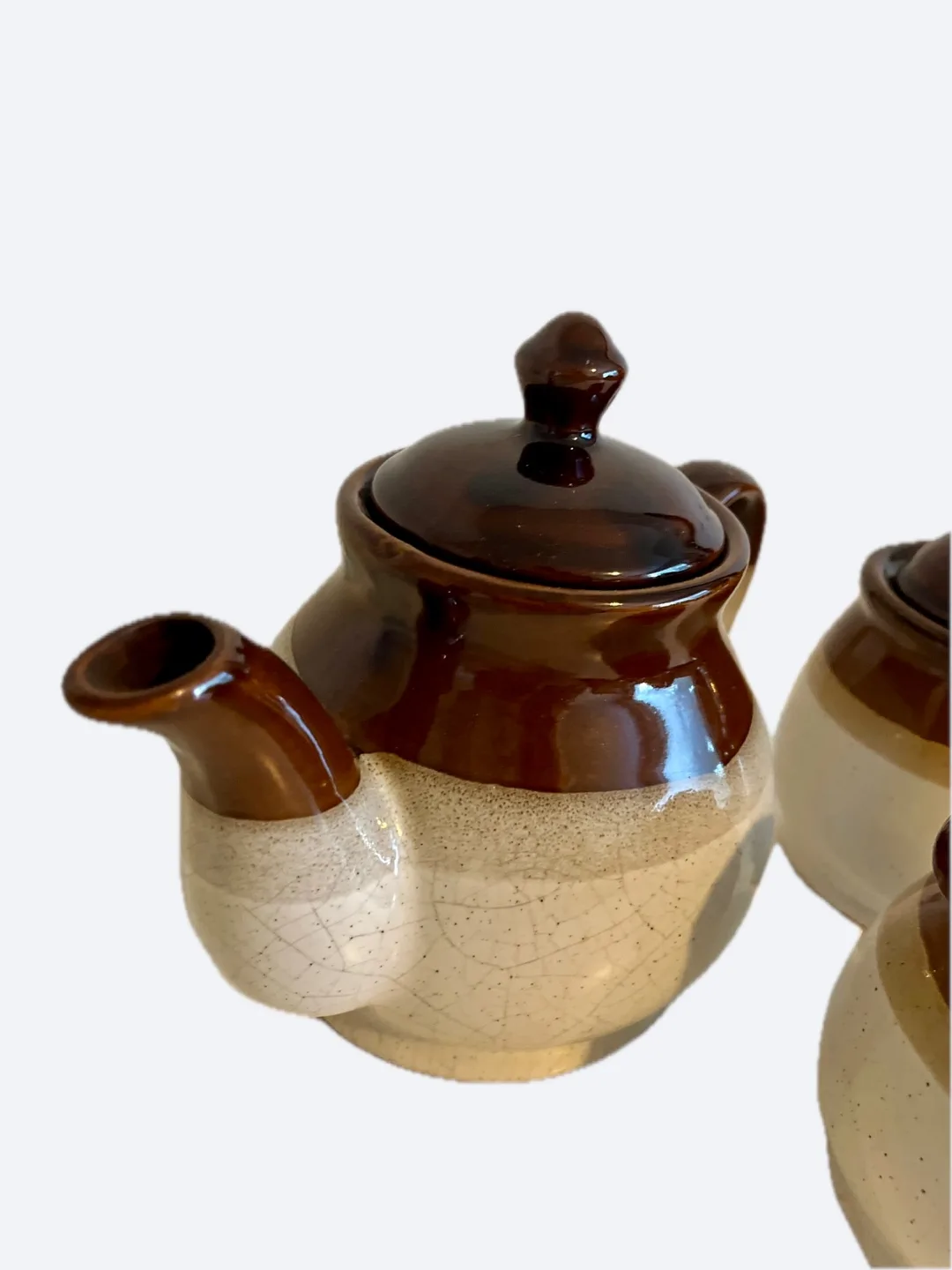 Vintage Brown Drip Glaze Teapot Set image indicator(2)