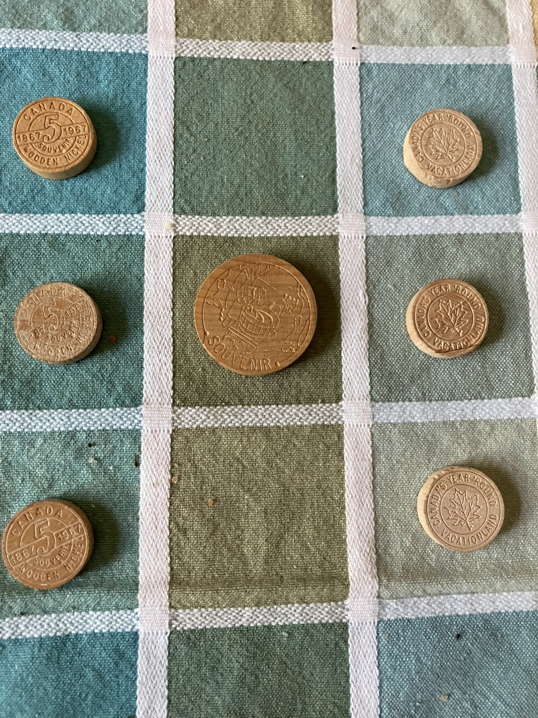 Vintage Wooden Nickels & Souvenir Quarters