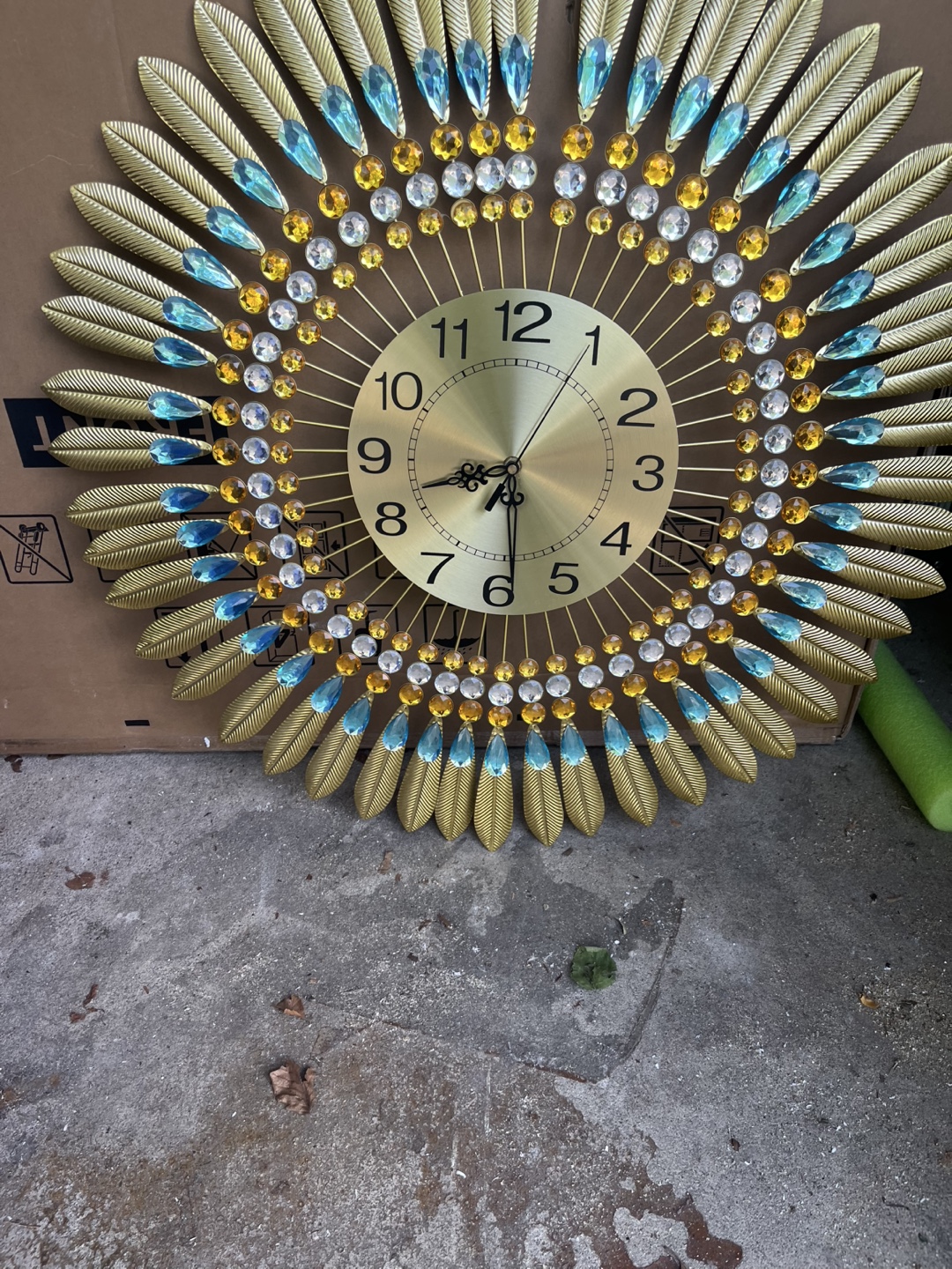 Gold Feather Wall Clock - photo 2